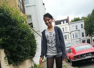 Bertha enjoying dog Day care and dog Walking our dogs